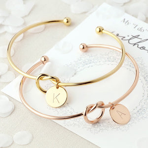 Letter Charm Bracelets For Women Girls Rose Gold Bow-knot Bracelets Bangles