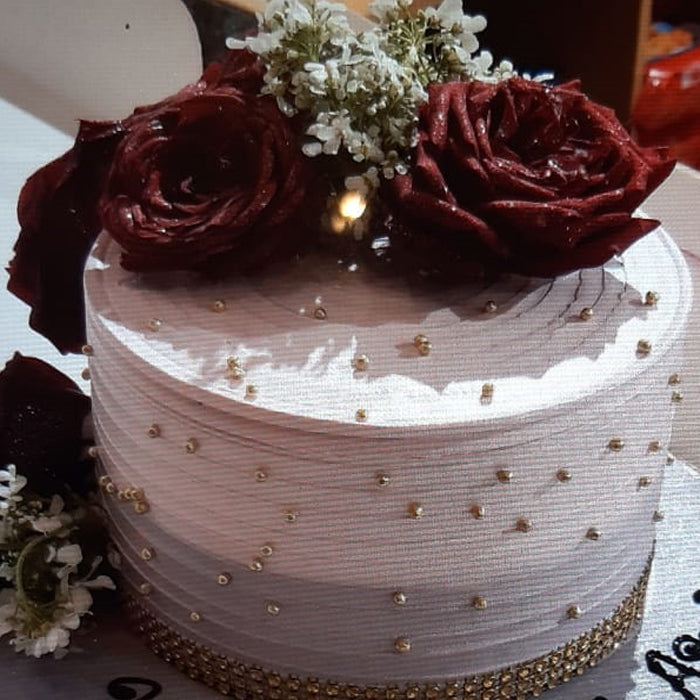 Anniversary Special - Round white grey with Roses and golden decor